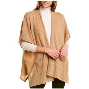 Phenix NWT 100% Cashmere Jersey Wrap Shawl Cardigan Sweater Camel Pocket Size OS